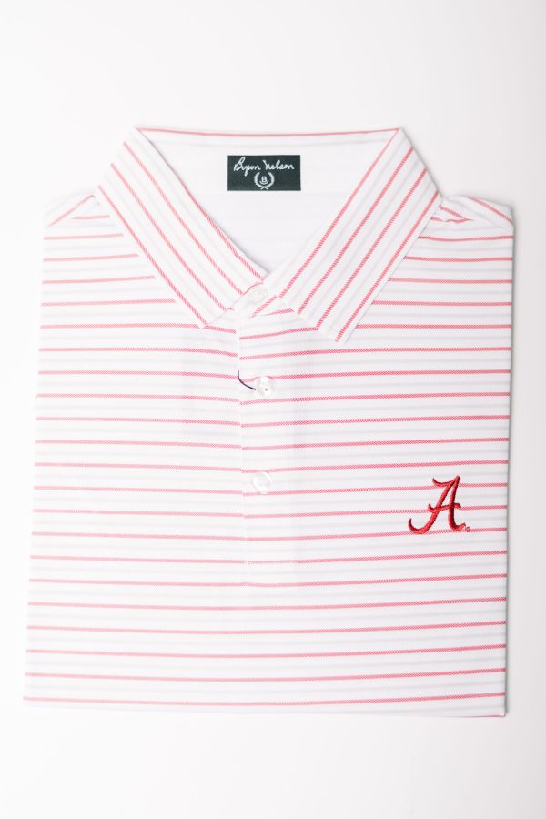 White Double Stripe Script "A" Knit