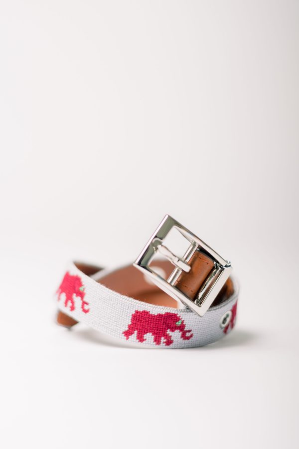 Smathers & Branson Grey Needlepoint Elephant Dog Collar